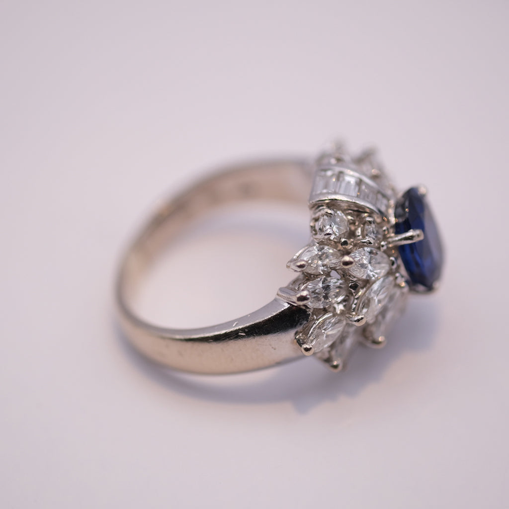 Royal Blue Ceylon Sapphire & Diamond Ring