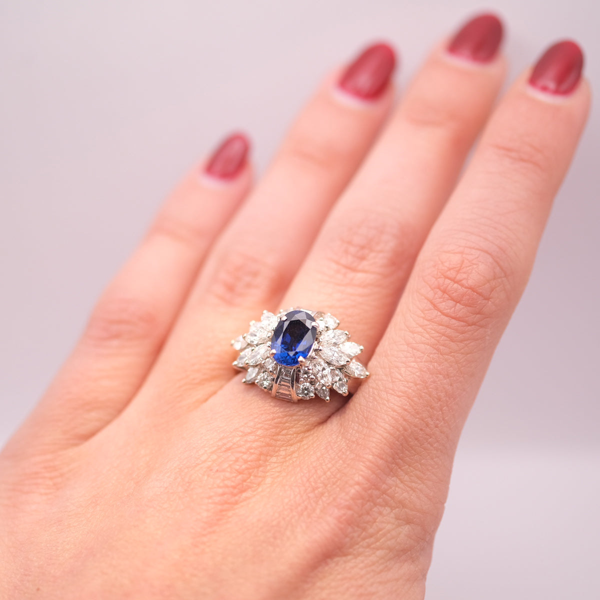 Royal Blue Ceylon Sapphire & Diamond Ring