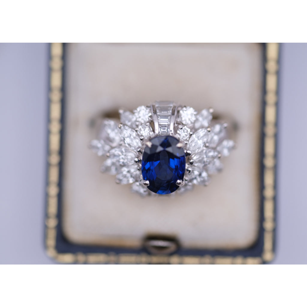 Royal Blue Ceylon Sapphire & Diamond Ring