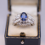 Royal Blue Ceylon Sapphire & Diamond Ring