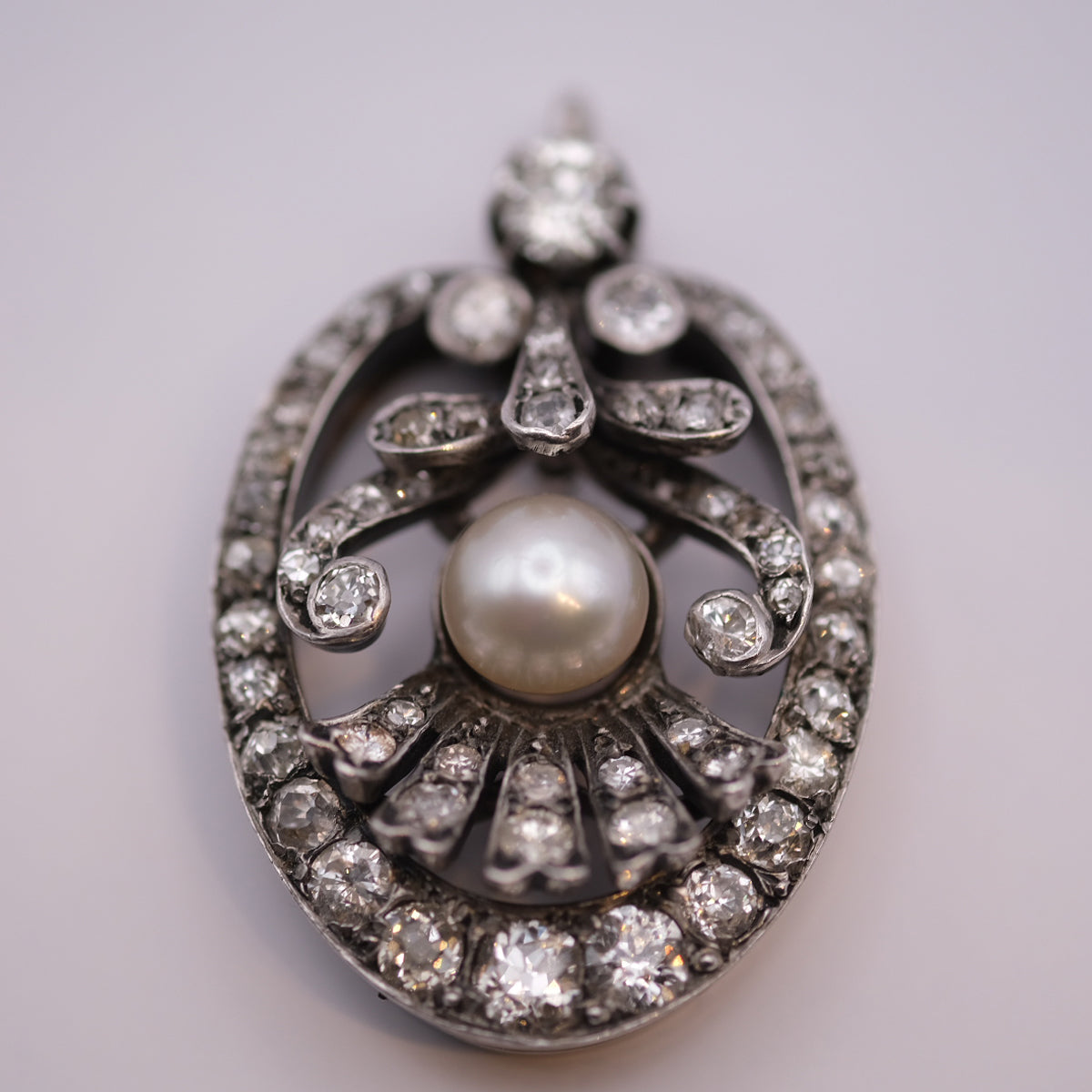 Victorian Natural Pearl & Diamond Brooch