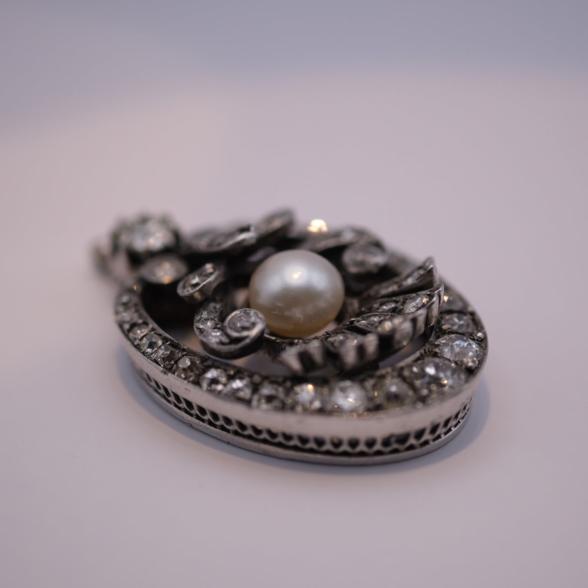 Victorian Natural Pearl & Diamond Brooch